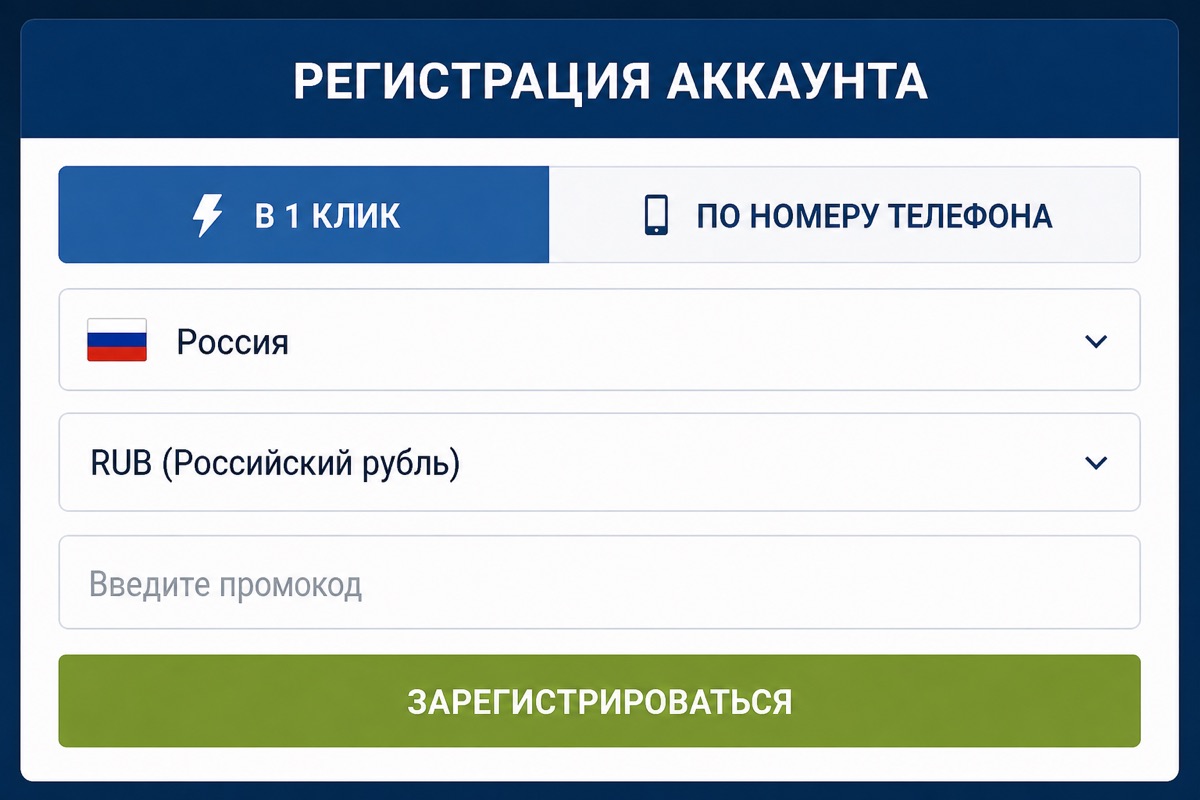 Регистрация аккаунта: Россия, рубли, промокод